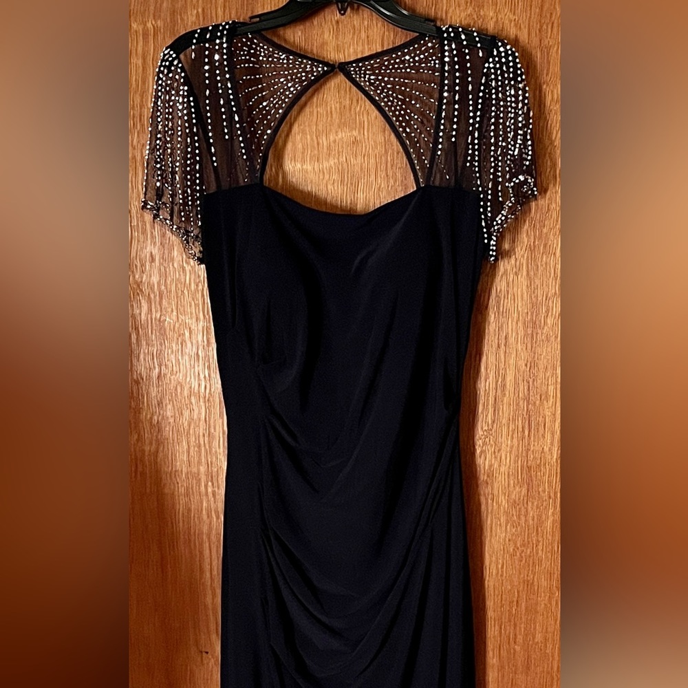 Navy and silver long formal dress